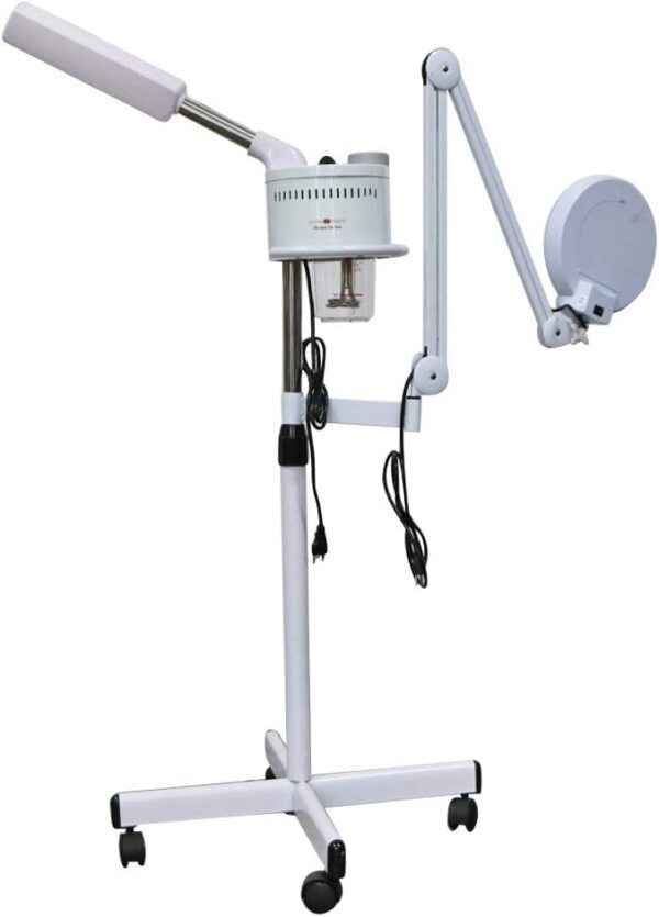 White facial steamer with magnifying lamp.