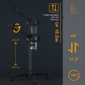 Black hair steamer on adjustable stand.