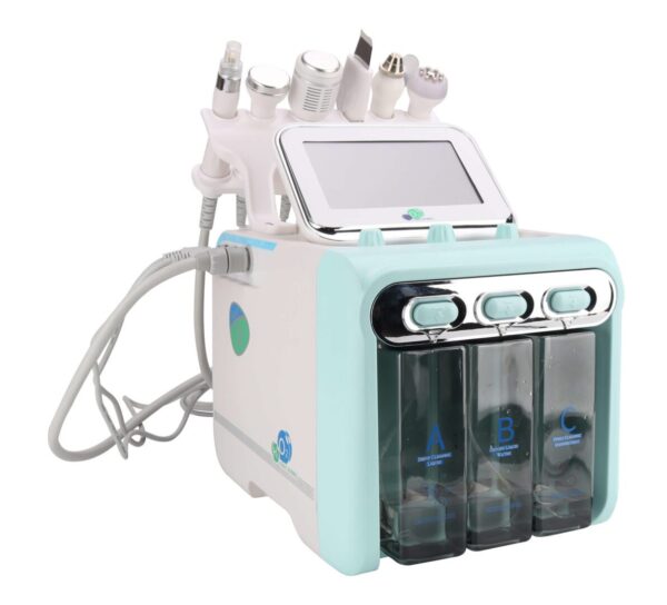 Facial skin care machine with three bottles.