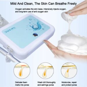 Facial cleansing device with oxygen and foam.