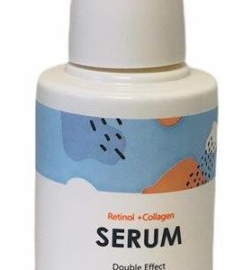 Retinol and collagen serum bottle.