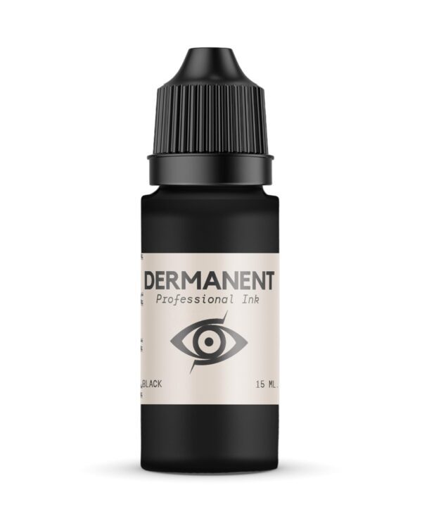 Black Dermanent professional tattoo ink bottle.