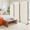3-Panel Folding Room Divider 6Ft Rolling Privacy Screen