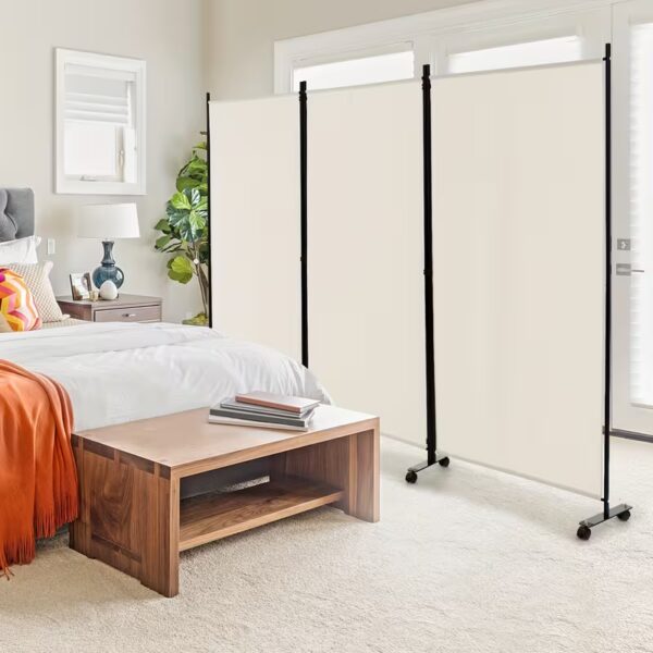 3-Panel Folding Room Divider 6Ft Rolling Privacy Screen