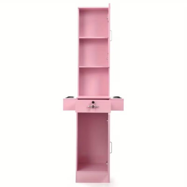 Professional Barber Station with Glass Door Cabinet and 3-Tier Shelves & Drawer