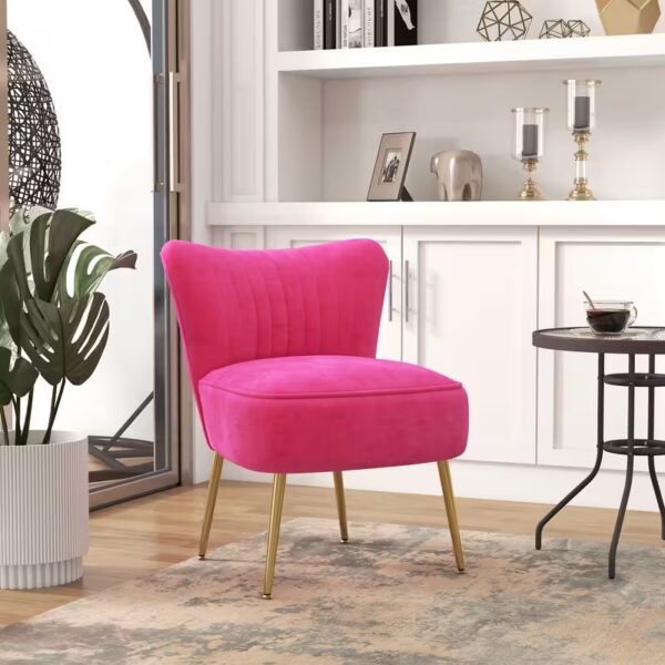 Armless Accent Chair with Gold Leg