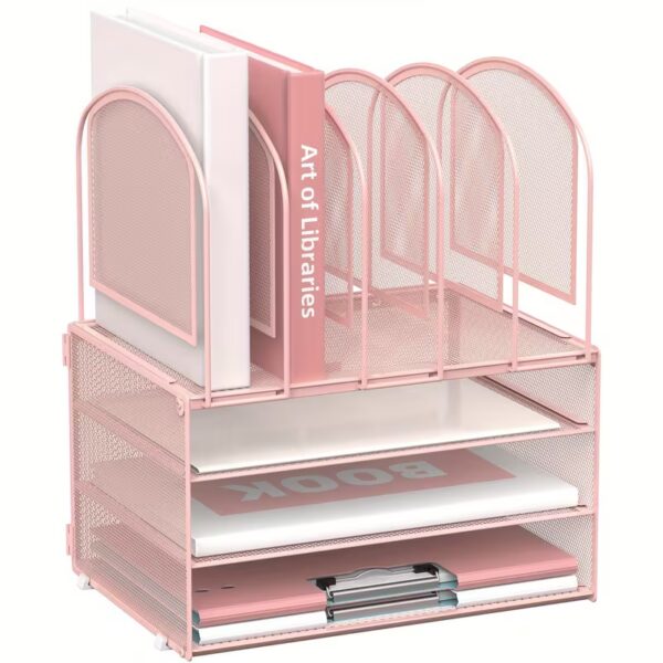 3 Tier Desk Organizer with 5 Vertical File Holders