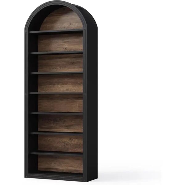 8-Tier Bookcase, 78.7" Tall Bookshelf with Arched Top