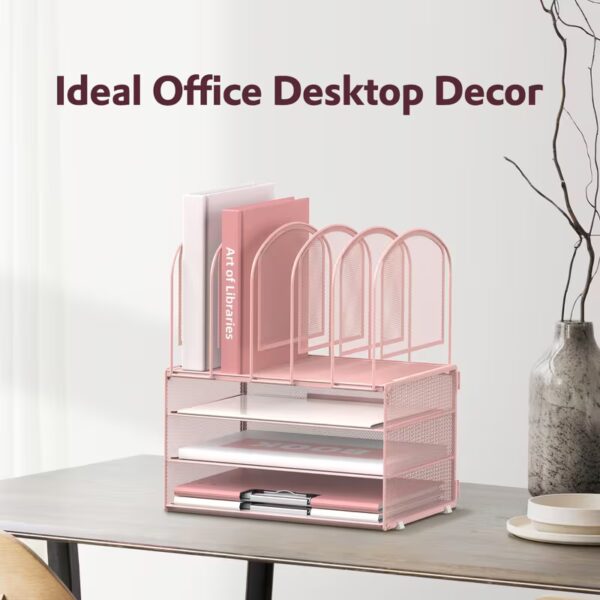 3 Tier Desk Organizer with 5 Vertical File Holders