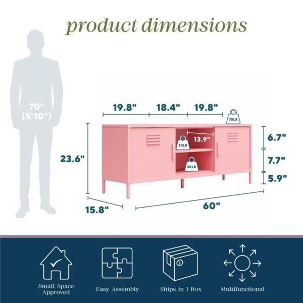 65-Inch Heavy-Duty Metal Locker-Style TV Stand