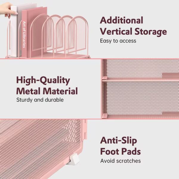 3 Tier Desk Organizer with 5 Vertical File Holders
