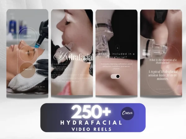 250 Hydrafacial Video Reels Templates: Esthetician Social Media