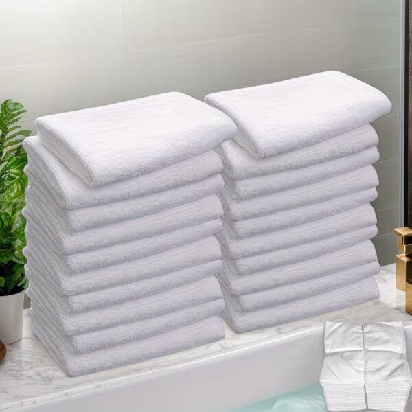 Set of 10 White Facial Square Towels